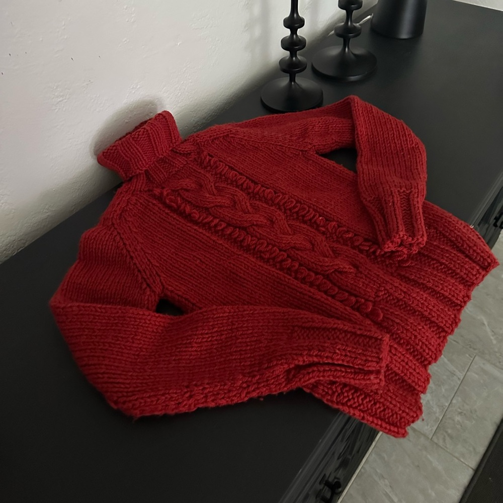[BCBG Max Azria] Red 100% wool knit turtleneck sweater